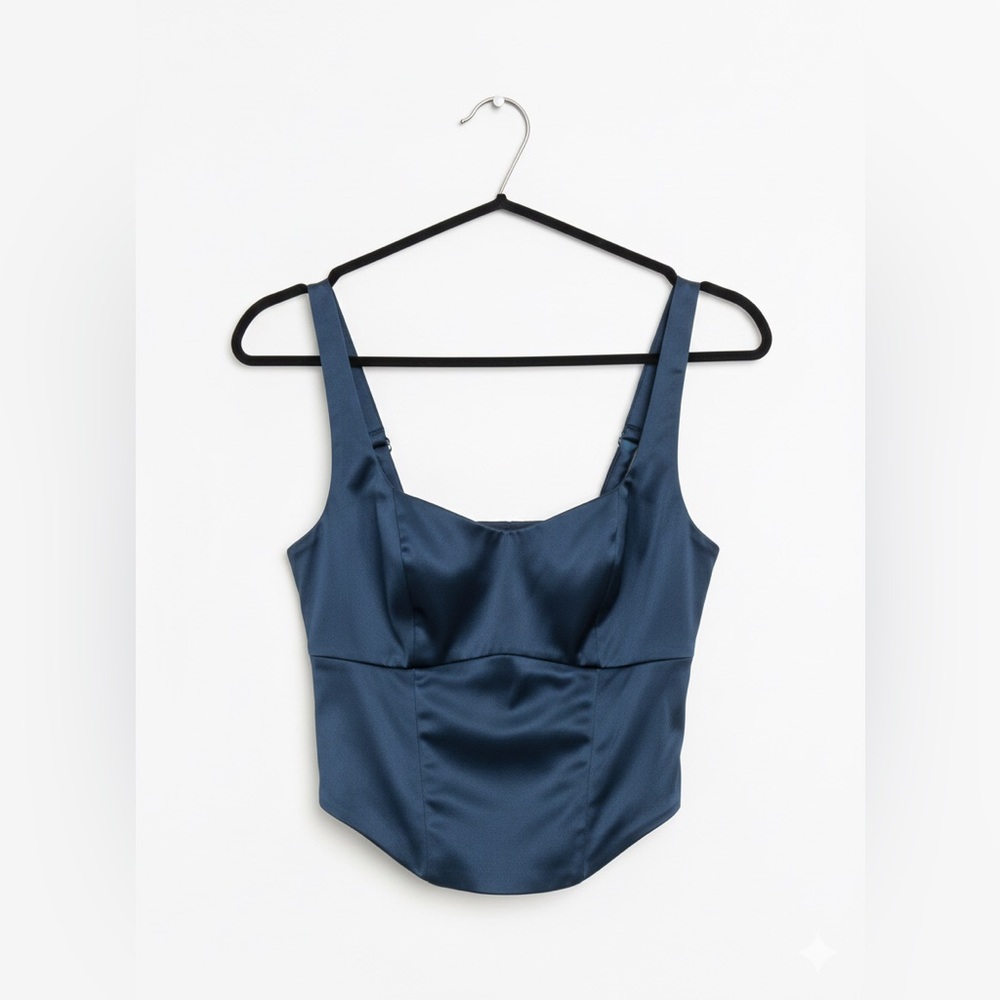 A&F Abercrombie & Fitch Blue Crop Top Satin